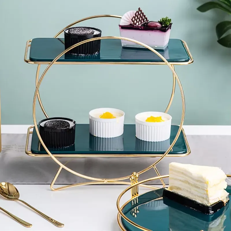 Luxury Golden Cake Stand Set M - Display Risers Set ulasan dan harga
