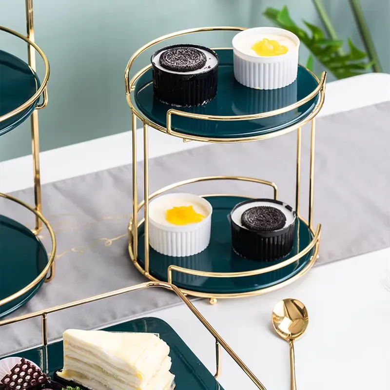 Luxury Golden Cake Stand Set M - Display Risers Set ulasan dan harga